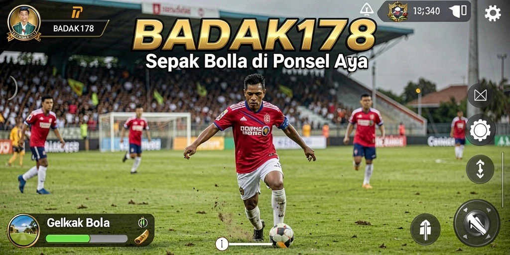 Screenshot gameplay BADAK178 yang menunjukkan pertandingan sepak bola yang mendebarkan.