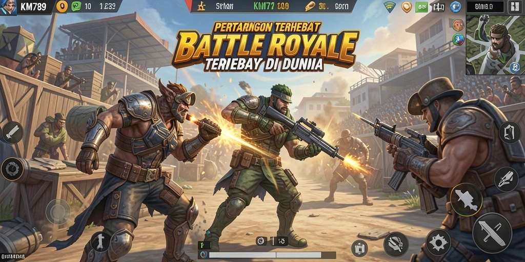 Tangkapan layar KM789 menunjukkan aksi seru dari gameplay Battle Royale.