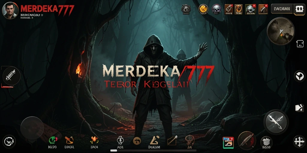 Tangkapan layar gameplay <strong>MERDEKA777</strong> menampilkan suasana mencekam dan makhluk Horror yang menakutkan.