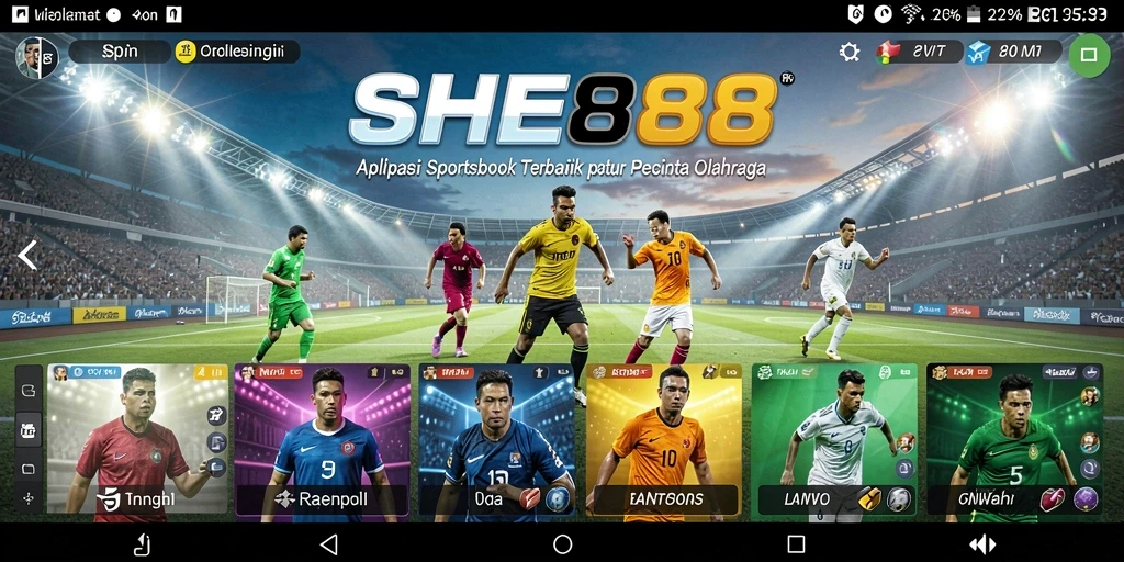 Tampilan antarmuka permainan SHE888 dalam kategori Sportsbook.