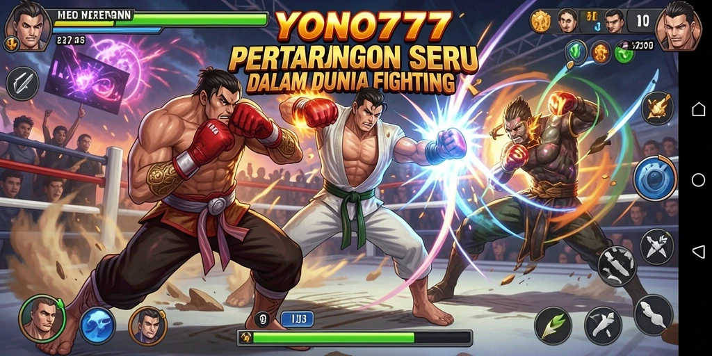 Screenshot gameplay YONO777 menampilkan duel yang intens dan karakter menakjubkan.